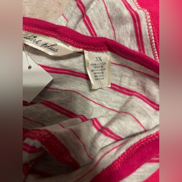 NWT Derek Heart Stripe Halter Top Sz 3X Pink and Gray - Picture 5 of 7